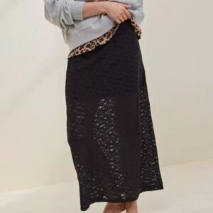 NWT Aerie Vintage Lace Midi Skirt True Black Size XS